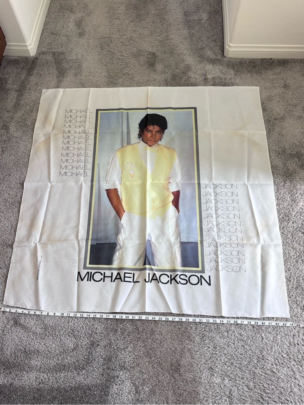 White Graphic silk poster with Yellow Accent